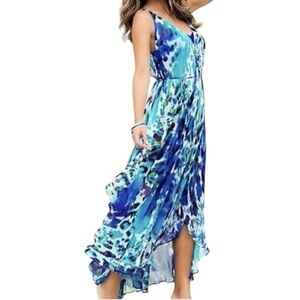 VENUS Blue and Green Maxi Sun Dress One Size